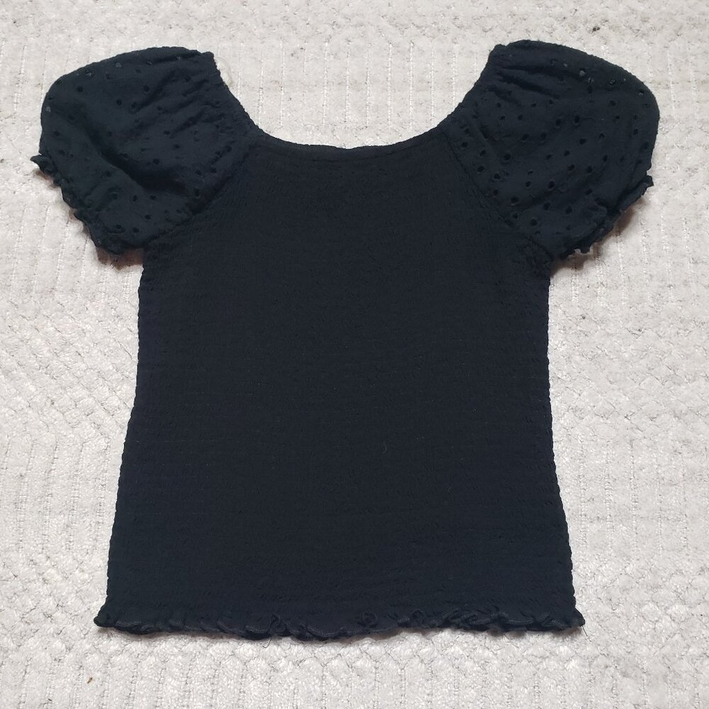 Art Class Black Puff Sleeve Smocked Top – Girls Size L (10/12) - Picture 3 of 9